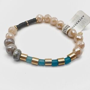 New Anthropologie Serefina Faceted Gemstone Stretch Bracelet